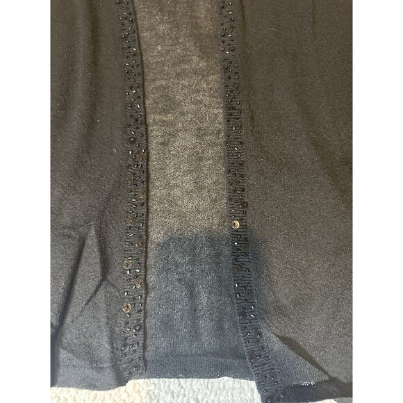 Chico’s Black Open Cardigan Sweater Beaded And Sequined Trim Opening Sz 1 Light - Picture 3 of 7